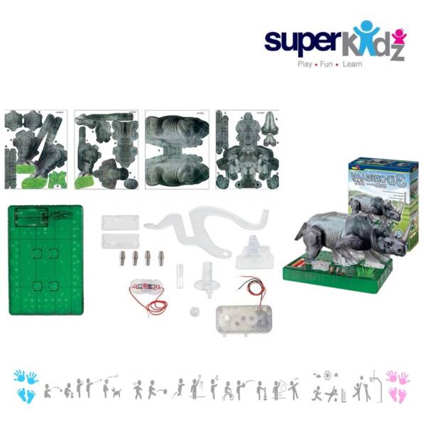 Paper Puzzle Electric 3D, Rhino 1-3